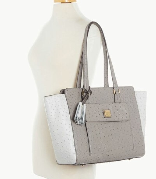 Grey Dooney And Bourke Ostrich East West Women's Shopper Bag | 42DWXVOLI