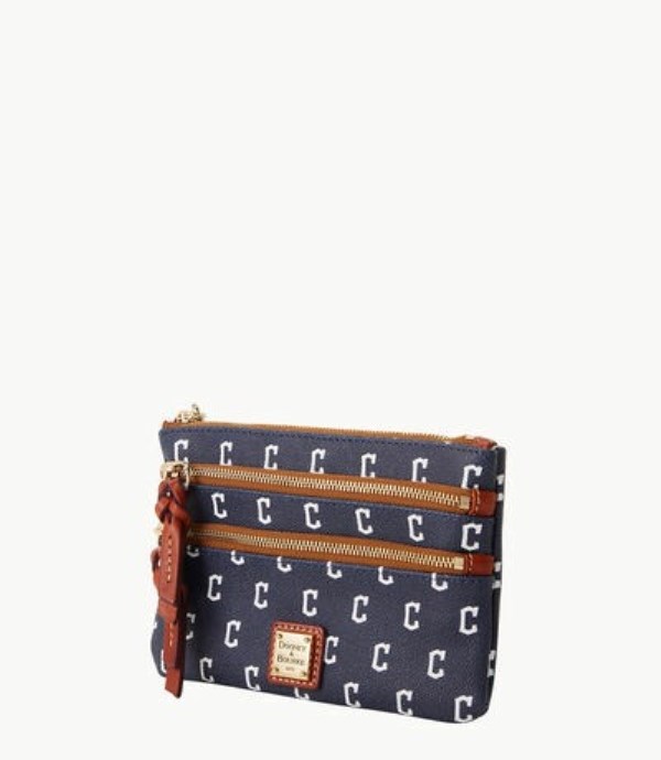 Navy Dooney And Bourke Cleveland Guardians Guardians Triple Zip Women's Wristlets | 06QYMADKE