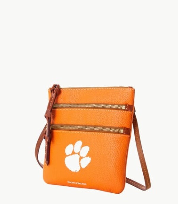 Pink Dooney And Bourke NCAA Clemson Triple Zip Women's Crossbody Bags | 51YGOZJFB