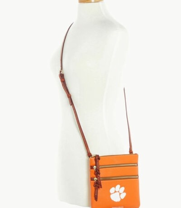 Pink Dooney And Bourke NCAA Clemson Triple Zip Women's Crossbody Bags | 51YGOZJFB