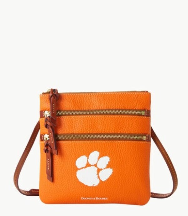 Pink Dooney And Bourke NCAA Clemson Triple Zip Women\'s Crossbody Bags | 51YGOZJFB