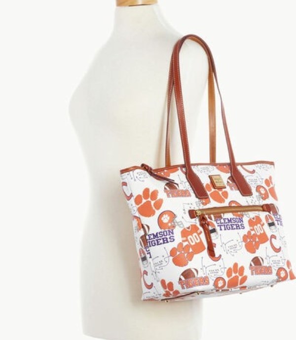 Pink Dooney And Bourke NCAA Clemson Women's Tote Bags | 52CULJDBV