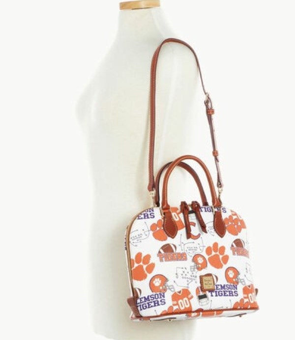 Pink Dooney And Bourke NCAA Clemson Zip Zip Women's Satchel Bags | 28DSRAOWP