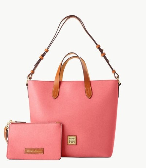 Pink Dooney And Bourke Saffiano Lilliana Women's Tote Bags | 59QRAPWMY