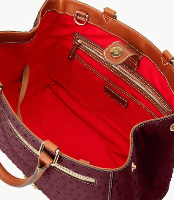 Red Dooney And Bourke Ostrich Zip Women's Satchel Bags | 54OEQMNGL