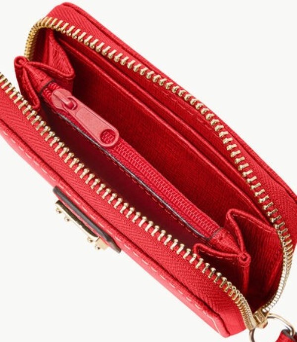 Red Dooney And Bourke Saffiano Large Zip Around Credit Women's Wallets | 14OBZHXMR