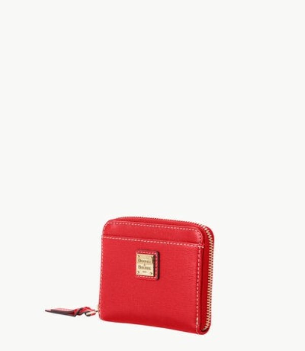 Red Dooney And Bourke Saffiano Small Zip Around Women's Wallets | 19CZUMTFP