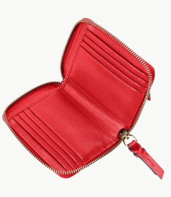 Red Dooney And Bourke Saffiano Small Zip Around Women's Wallets | 19CZUMTFP