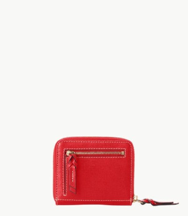 Red Dooney And Bourke Saffiano Small Zip Around Women's Wallets | 19CZUMTFP