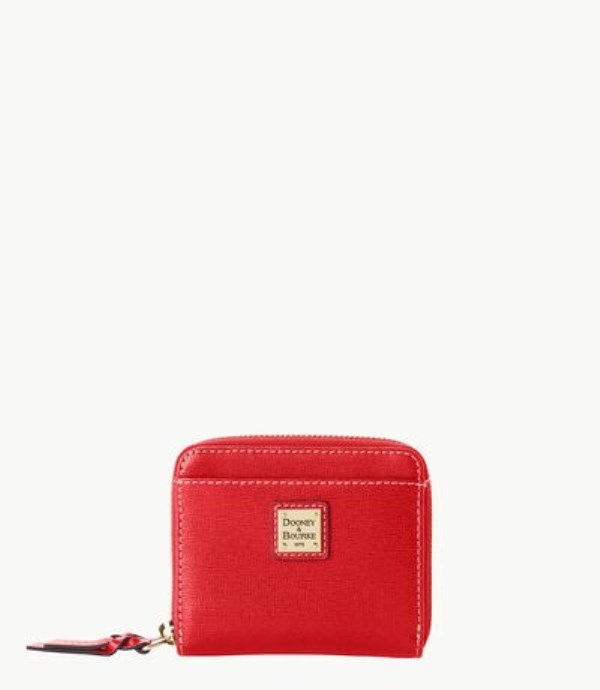 Red Dooney And Bourke Saffiano Small Zip Around Women\'s Wallets | 19CZUMTFP