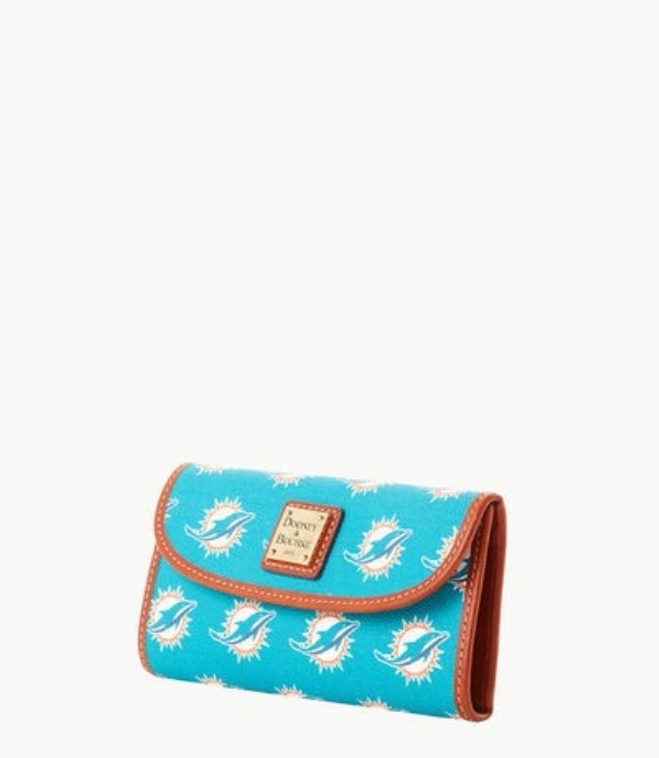 Turquoise Dooney And Bourke NFL Dolphins Continental Women's Clutch Bag | 64QRJCNID