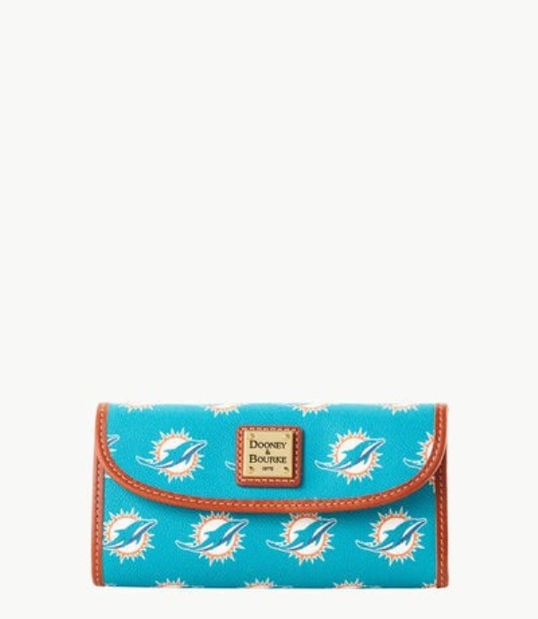 Turquoise Dooney And Bourke NFL Dolphins Continental Women\'s Clutch Bag | 64QRJCNID