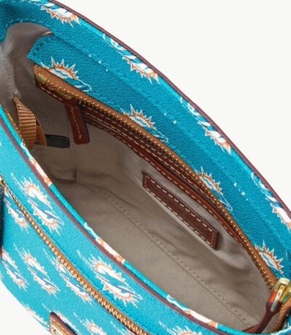 Turquoise Dooney And Bourke NFL Dolphins Small Zip Women's Crossbody Bags | 89LPBOJXD