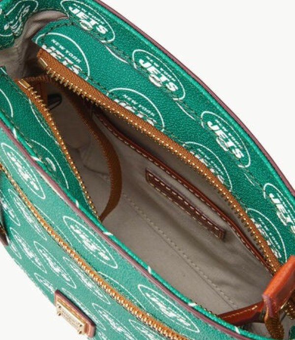 Turquoise Dooney And Bourke NFL Jets Small Zip Women's Crossbody Bags | 06TCLXWJQ