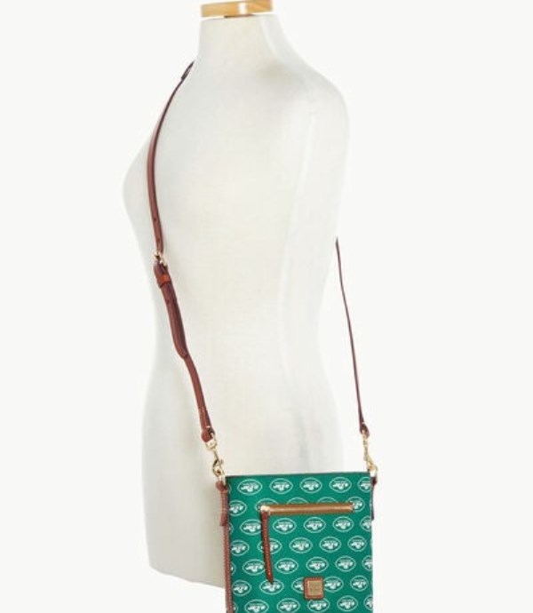 Turquoise Dooney And Bourke NFL Jets Small Zip Women's Crossbody Bags | 06TCLXWJQ