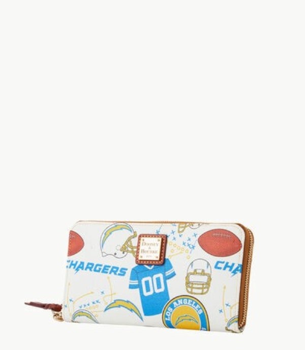 White Dooney And Bourke NFL Chargers Large Zip Around Women's Wristlets | 50GKZLUXJ