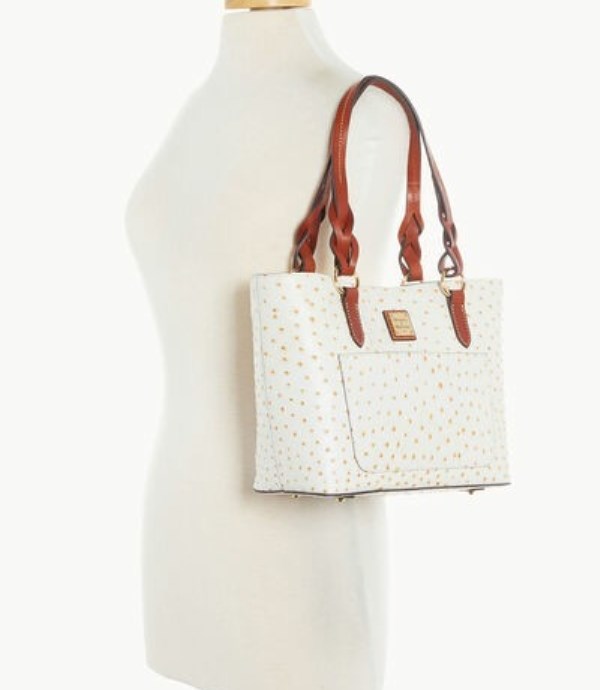 White Dooney And Bourke Ostrich Small Gretchen Women's Tote Bags | 47OFPWAXL