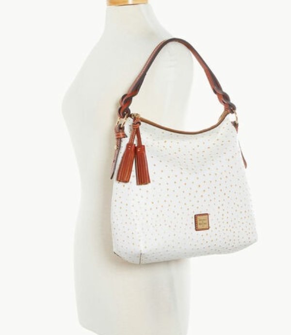 White Dooney And Bourke Ostrich Twist Strap Women's Hobo Bag | 58ZBANUKY