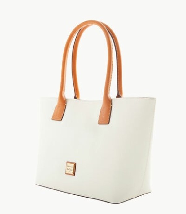 White Dooney And Bourke Saffiano Small Russel Women's Tote Bags | 76TXFNGSJ