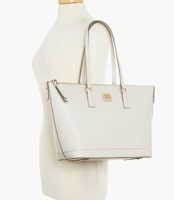 White Dooney And Bourke Saffiano Women's Tote Bags | 73RBTWFJX