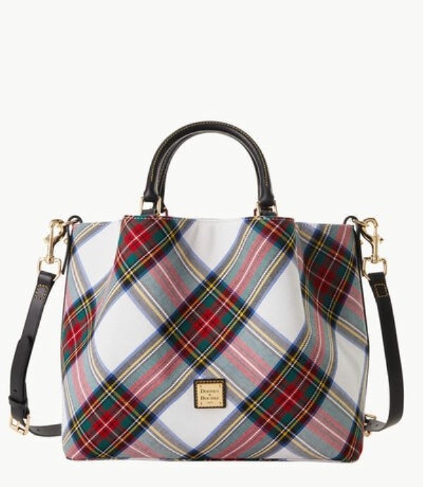 White Dooney And Bourke Tartan Large Barlow Women\'s Satchel Bags | 85RMTHKXS