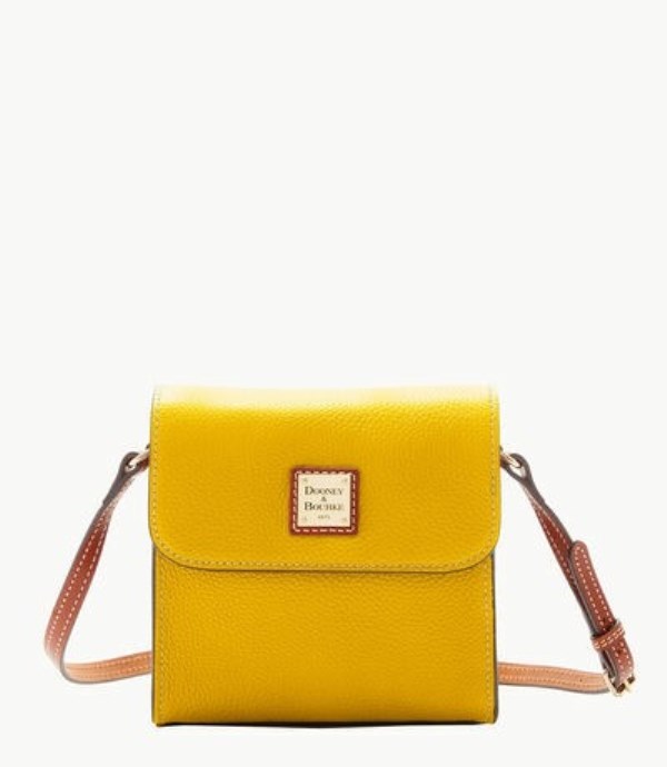 Yellow Dooney And Bourke Pebble Grain Letter Carrier Women\'s Crossbody Bags | 28DFKSOTH